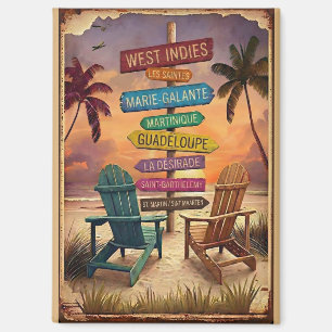 Oud strandbord West-Indië / Panneau Antilles Magneet
