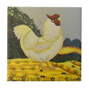 Oud-Style Kippen Schilderij Tegeltje