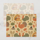 Oud Thanksgiving-patroon Feestdagenkaart (Voorkant / Achterkant)