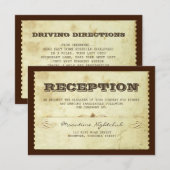 Oud ticket trouwreceptie ontwerp informatiekaartje (Voorkant / Achterkant)