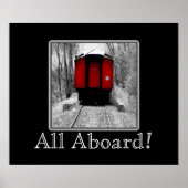 Oud-tijdstoomtrein rood en zwart poster (Voorkant)