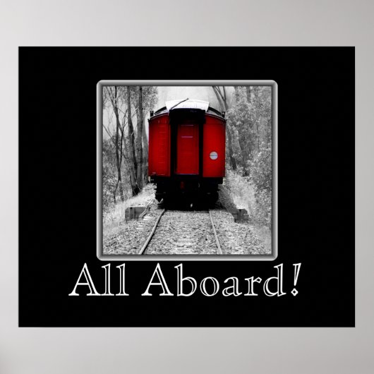 Oud-tijdstoomtrein rood en zwart poster (Voorkant)