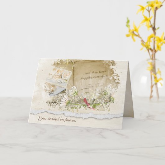 oud trouwalbum met daisies kaart (Gele Bloem)