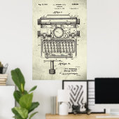 Oud | Typemachinepatent Poster (Thuiskantoor)