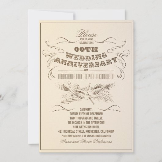 oud typografisch huwelijksjubileum uitnodigingen (Voorkant)