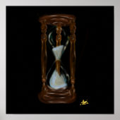 oud uurglas boven het zwarte doek poster (Voorkant)