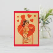 Oud Valentijnsdag Corset Meisje Feestdagenkaart (Staand voorkant)