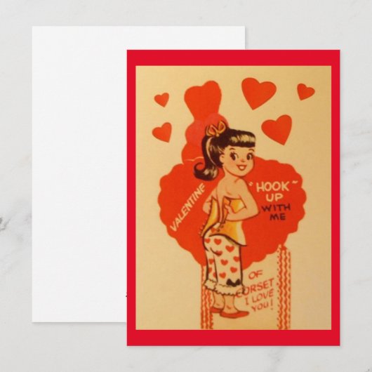 Oud Valentijnsdag Corset Meisje Feestdagenkaart (Voorkant / Achterkant)