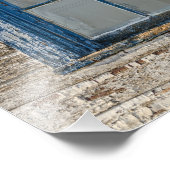 Oud venster met weetherde blauwe verf foto afdruk (Hoek)