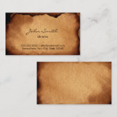  oud verbrand papier bibliothecaris visitekaartje (Voorkant / Achterkant)