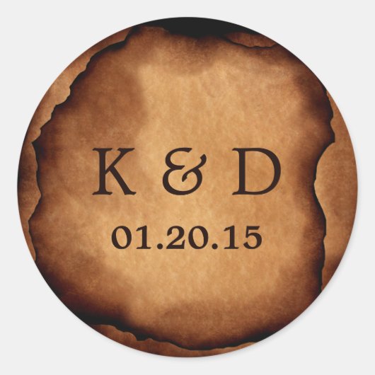  oud verbrand papier bruiloft zegel (Voorkant)