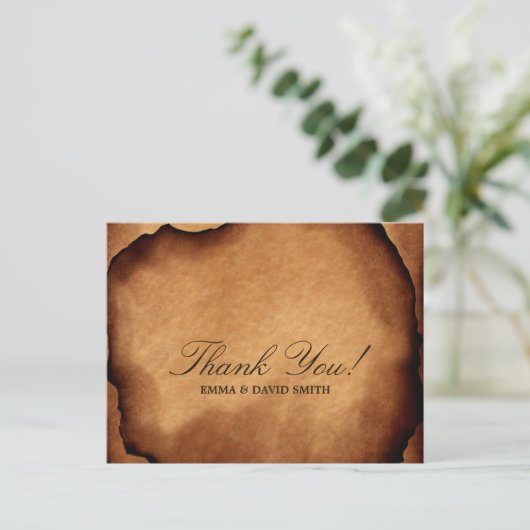 oud verbrand papier dank u kaarten (Staand voorkant)