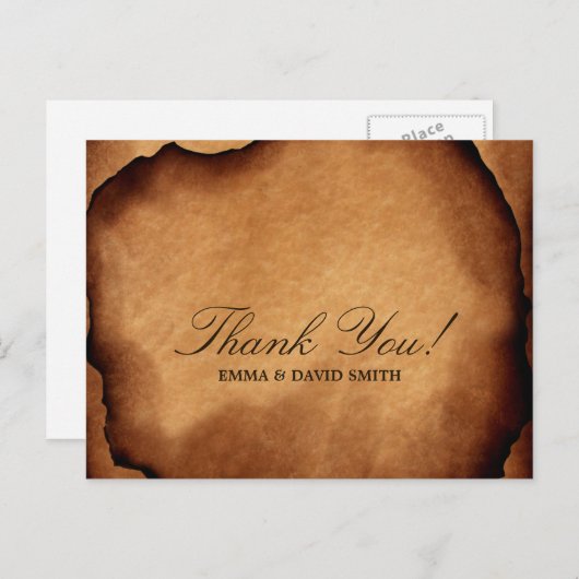 oud verbrand papier dank u kaarten (Voorkant / Achterkant)