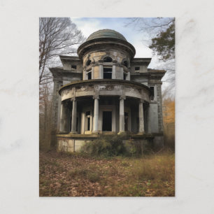 Oud verlaten landelijk huis briefkaart