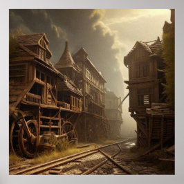 Oud verlaten park mooi poster