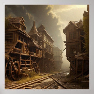 Oud verlaten park mooi poster