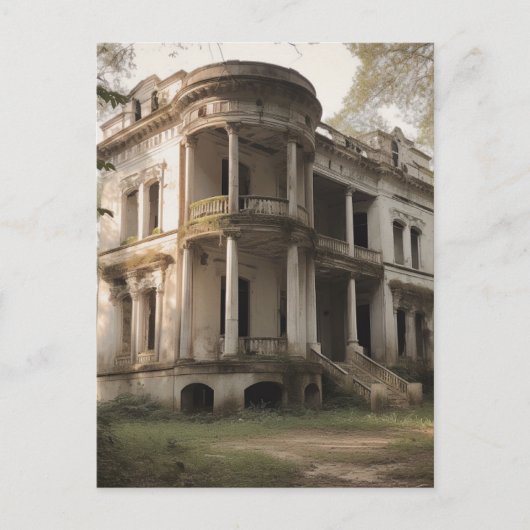 Oud verlaten Witte Herenhuis Briefkaart (Voorkant)