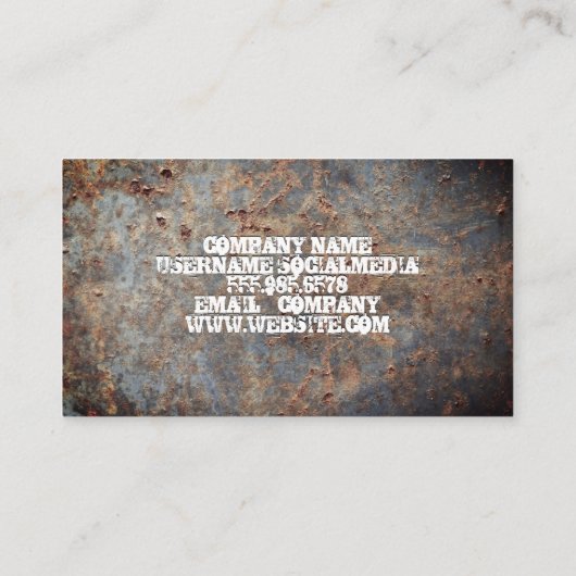 oud verroest metaal visitekaartje (Achterkant)