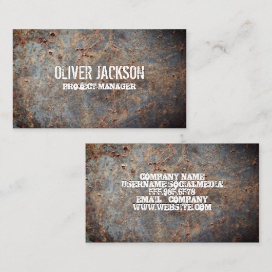 oud verroest metaal visitekaartje (Voorkant / Achterkant)