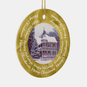 Oud Victoriaans Huis - Huis voor de Feestdagen Keramisch Ornament (Rechts)