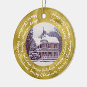 Oud Victoriaans Huis - Huis voor de Feestdagen Keramisch Ornament (Links)