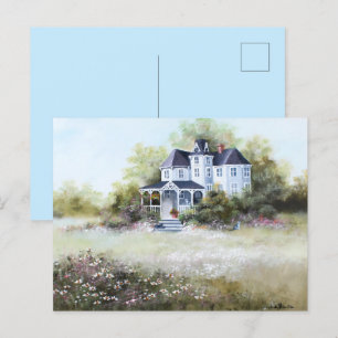 Oud Victoriaans huis met geboorteland van katten  Briefkaart