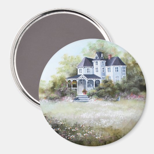 Oud Victoriaans huis met katten rustiek land Magneet (Voorkant / Achterkant)
