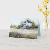 Oud Victoriaans huis met katten rustieke land Kaar Kaart (Gele Bloem)