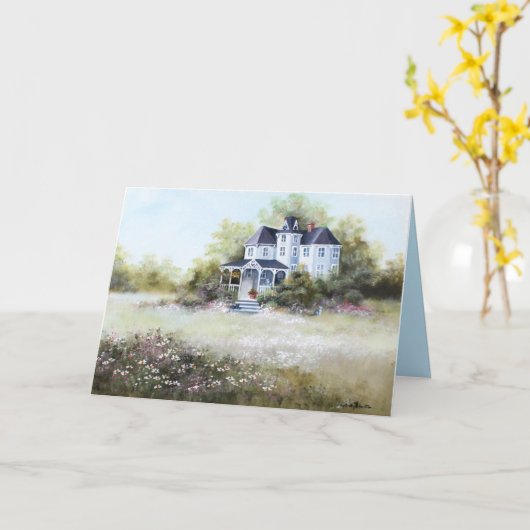 Oud Victoriaans huis met katten rustieke land Kaar Kaart (Gele Bloem)