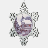 Oud Victoriaans huis Tin Sneeuwvlok Ornament (Rechts)