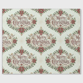 Oud Victoriaans vrolijk kerstfeest Cadeaupapier (Vlak)