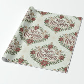 Oud Victoriaans vrolijk kerstfeest Cadeaupapier (Uitgerold)