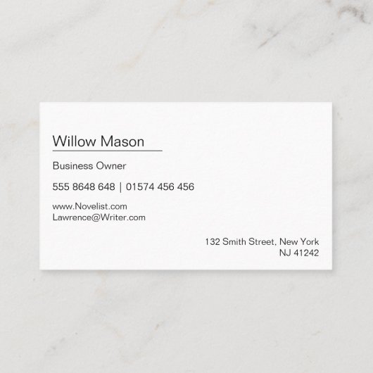 Oud Visitekaartje voor schrijfmachine of editor (Achterkant)