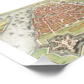 Oud vlak van parijs kaart-1272 foto afdruk (Hoek)