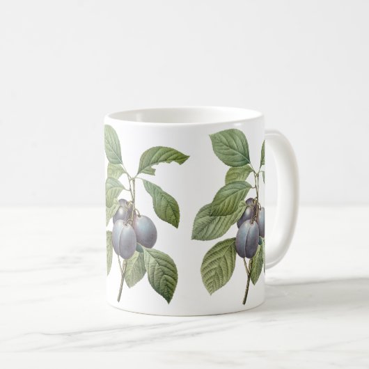 Oud voedsel Fruit, paarse tuinpruimen door Redoute Koffiemok (Voorkant rechts)