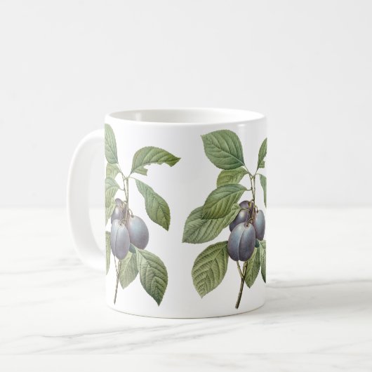 Oud voedsel Fruit, paarse tuinpruimen door Redoute Koffiemok (Voorkant links)