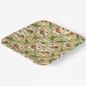 Oud Volkskunst Kerstmis Vogel Hulst Patroon Papieren Bordje (Gebogen)