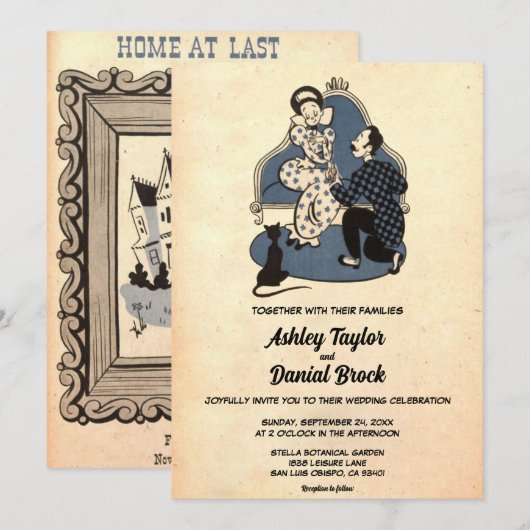 oud voorstel paraplude Pop Art Retro Wedding Kaart (Voorkant / Achterkant)