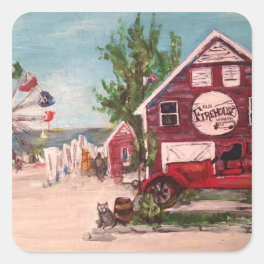 Oud vuurhuis, Genève schilderen op een sticker (Voorkant)