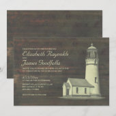 Oud vuurtoren bruiloft kaart (Voorkant / Achterkant)