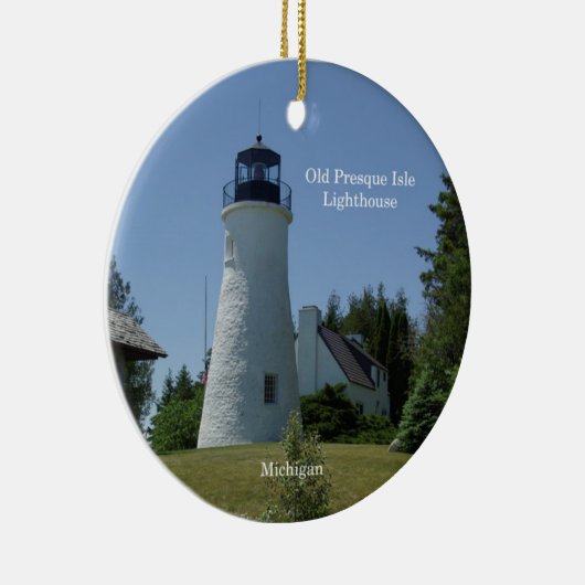 Oud vuurtoren van de Presque Isle Keramisch Ornament (Rechts)