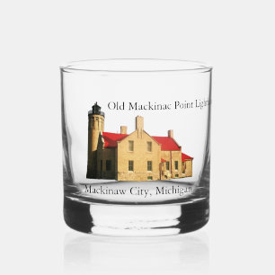 Oud vuurtoren van makreelpunt whisky glas