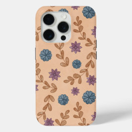 Oud waterverf bloempatroon iPhone 15 pro case