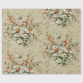 Oud waterverf boeket wilde madeliefjes beige  cadeaupapier (Vlak)