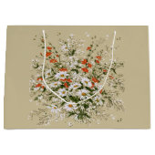 Oud waterverf boeket wilde madeliefjes beige groot cadeauzakje (Voorkant)