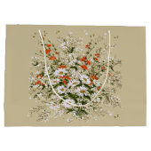 Oud waterverf boeket wilde madeliefjes beige groot cadeauzakje (Achterkant)