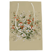 Oud waterverf boeket wilde madeliefjes beige medium cadeauzakje (Voorkant)