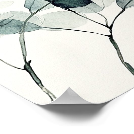 Oud waterverf eucalyptus tak wanddecoratie poster (Hoek)