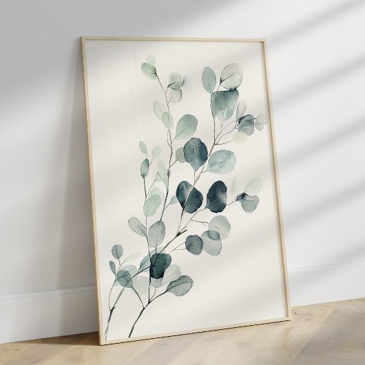 Oud waterverf eucalyptus tak wanddecoratie poster