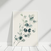 Oud waterverf eucalyptus tak wanddecoratie poster